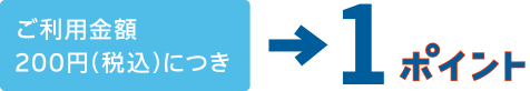 ご利用金額200円（税込）につき、1ポイント