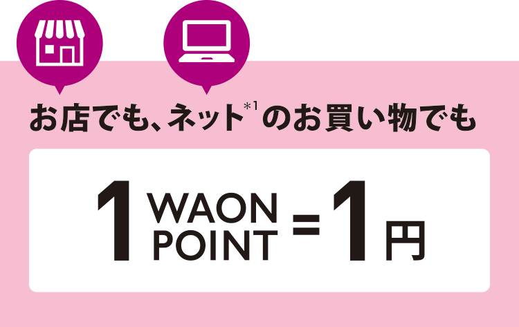 お店でもネットのお買い物でも1WAON POINT=1円