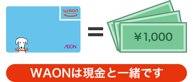WAONは現金と一緒です